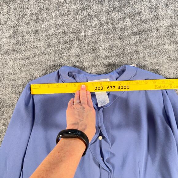 Danny & Nicole Lavender Polyester Lined Top Faux Pearl Buttons Ruffle Size 12 - Picture 5 of 7